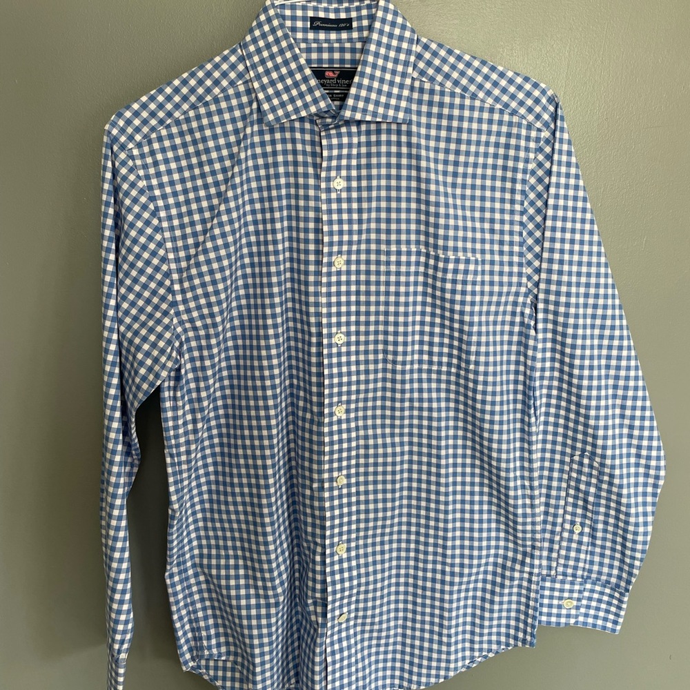 Vineyard Vines Small Dress Shirt Checkered Blue